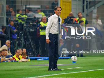 Simone Inzaghi, Head Coach of FC Inter, during the match between FC Internazionale and AC Milan, Serie A, at Giuseppe Meazza Stadium in Mila...