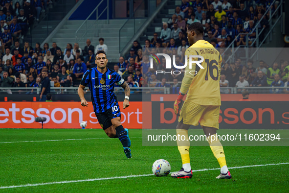 Lautaro Martinez during the match between FC Internazionale and AC Milan in Serie A at Giuseppe Meazza Stadium in Milan, Italy, on September...