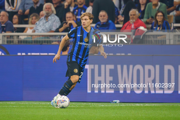 Nicolo Barella participates in the FC Internazionale match against AC Milan, Serie A, at Giuseppe Meazza Stadium in Milan, Italy, on Septemb...