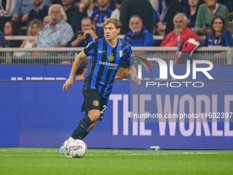 Nicolo Barella participates in the FC Internazionale match against AC Milan, Serie A, at Giuseppe Meazza Stadium in Milan, Italy, on Septemb...