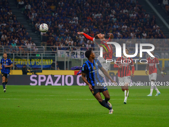 Denzel Dumfries during FC Internazionale against AC Milan, Serie A, at Giuseppe Meazza Stadium in Milan, Italy, on September 22, 2024. (