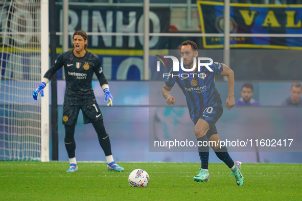 Hakan Calhanoglu during FC Internazionale against AC Milan, Serie A, at Giuseppe Meazza Stadium in Milan, Italy, on September 22, 2024. 