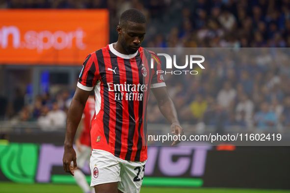 Fikayo Tomori during the match between FC Internazionale and AC Milan in Serie A at Giuseppe Meazza Stadium in Milan, Italy, on September 22...