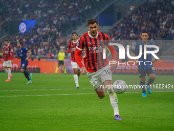 Theo Hernandez during the match between FC Internazionale and AC Milan in Serie A at Giuseppe Meazza Stadium in Milan, Italy, on September 2...