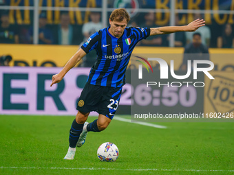 Nicolo Barella participates in the FC Internazionale match against AC Milan, Serie A, at Giuseppe Meazza Stadium in Milan, Italy, on Septemb...