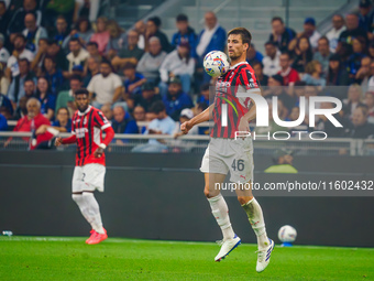 Matteo Gabbia during the match between FC Internazionale and AC Milan in Serie A at Giuseppe Meazza Stadium in Milan, Italy, on September 22...