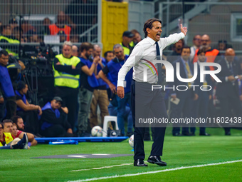 Simone Inzaghi, Head Coach of FC Inter, during the match between FC Internazionale and AC Milan, Serie A, at Giuseppe Meazza Stadium in Mila...