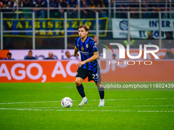 Nicolo Barella participates in the FC Internazionale match against AC Milan, Serie A, at Giuseppe Meazza Stadium in Milan, Italy, on Septemb...