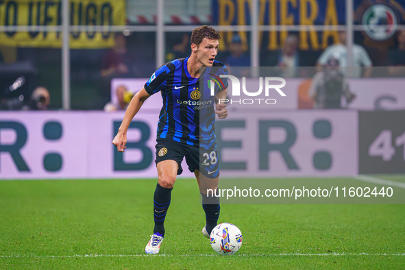 Benjamin Pavard participates in the FC Internazionale against AC Milan Serie A match at Giuseppe Meazza Stadium in Milan, Italy, on Septembe...