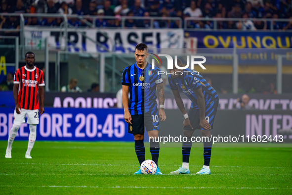 Lautaro Martinez and Marcus Thuram during FC Internazionale against AC Milan, Serie A, at Giuseppe Meazza Stadium in Milan, Italy, on Septem...