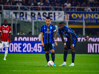 Lautaro Martinez and Marcus Thuram during FC Internazionale against AC Milan, Serie A, at Giuseppe Meazza Stadium in Milan, Italy, on Septem...