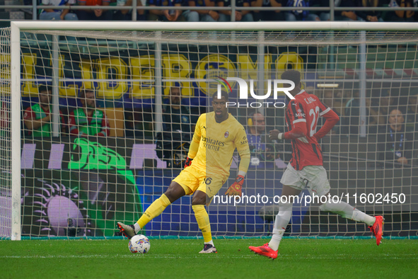 Mike Maignan during FC Internazionale against AC Milan, Serie A, at Giuseppe Meazza Stadium in Milan, Italy, on September 22, 2024. 