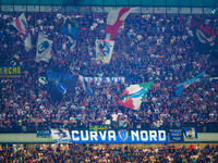 Supporters of FC Inter during the match between FC Internazionale and AC Milan in Serie A at Giuseppe Meazza Stadium in Milan, Italy, on Sep...