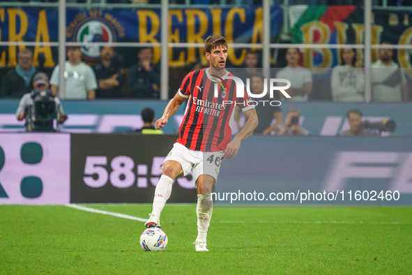 Matteo Gabbia during the match between FC Internazionale and AC Milan in Serie A at Giuseppe Meazza Stadium in Milan, Italy, on September 22...