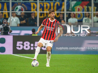 Matteo Gabbia during the match between FC Internazionale and AC Milan in Serie A at Giuseppe Meazza Stadium in Milan, Italy, on September 22...