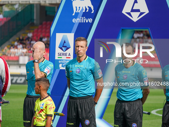 Davide Massa referees during the match between AC Monza and Bologna FC 1909, Serie A, at U-Power Stadium in Monza, Italy, on September 22, 2...