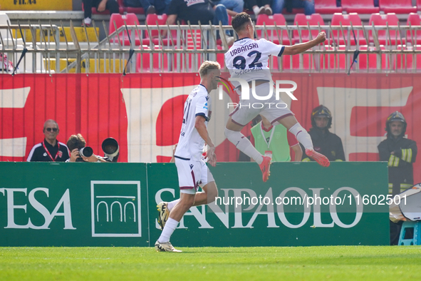 Kacper Urbanski scores a goal during the match between AC Monza and Bologna FC 1909 in Serie A at U-Power Stadium in Monza, Italy, on Septem...