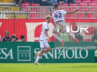 Kacper Urbanski scores a goal during the match between AC Monza and Bologna FC 1909 in Serie A at U-Power Stadium in Monza, Italy, on Septem...