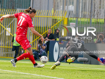 Milan Djuric scores a goal during the match between AC Monza and Bologna FC 1909, Serie A, at U-Power Stadium in Monza, Italy, on September...