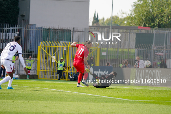 Milan Djuric scores a goal during the match between AC Monza and Bologna FC 1909, Serie A, at U-Power Stadium in Monza, Italy, on September...