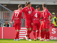 Milan Djuric celebrates the goal with his teammates during the match between AC Monza and Bologna FC 1909, Serie A, at U-Power Stadium in Mo...