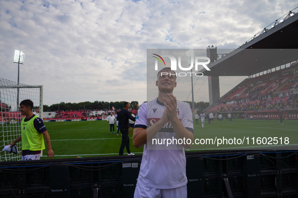 Sam Beukema participates in the match between AC Monza and Bologna FC 1909, Serie A, at U-Power Stadium in Monza, Italy, on September 22, 20...