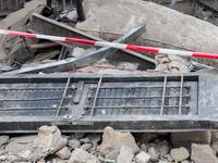 People dig through the rubble of a building that collapses in Saviano, near Naples, on Sunday morning. According to initial reconstructions,...