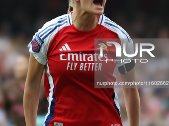 Freda Maanum celebrates her goal during the Barclays FA Women's Super League match between Arsenal and Manchester City at the Emirates Stadi...