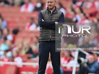 Arsenal Manager Jonas Eidevall before the Barclays FA Women's Super League match between Arsenal and Manchester City at the Emirates Stadium...