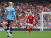 Arsenal Captain Kim Little eyes Alex Greenwood during the Barclays FA Women's Super League match between Arsenal and Manchester City at the...