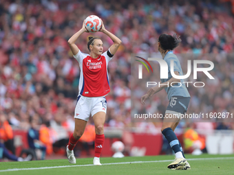 Caitlin Ford wins the throw-in during the Barclays FA Women's Super League match between Arsenal and Manchester City at the Emirates Stadium...