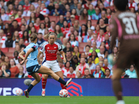 Katie McCabe and Kerstin Casparij during the Barclays FA Women's Super League match between Arsenal and Manchester City at the Emirates Stad...