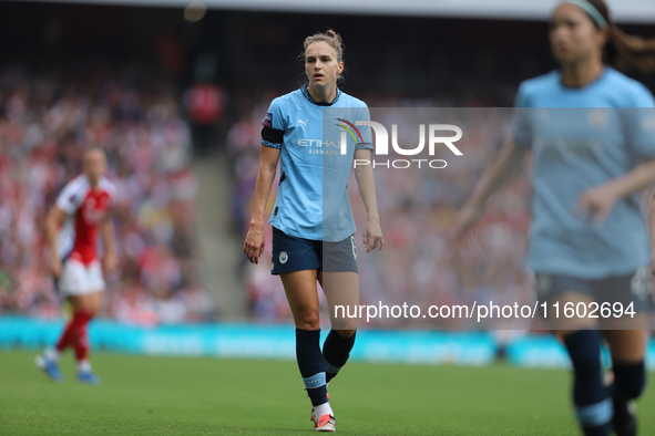 Vivianne Miedema participates in the Barclays FA Women's Super League match between Arsenal and Manchester City at the Emirates Stadium in L...