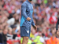 Manchester City coaching staff during the Barclays FA Women's Super League match between Arsenal and Manchester City at the Emirates Stadium...