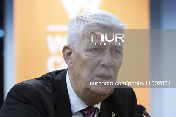 Latvia's former President Valdis Zatlers speaks about the Russia-Ukraine war during a conversation titled ''Latvia's Frontline Perspective o...