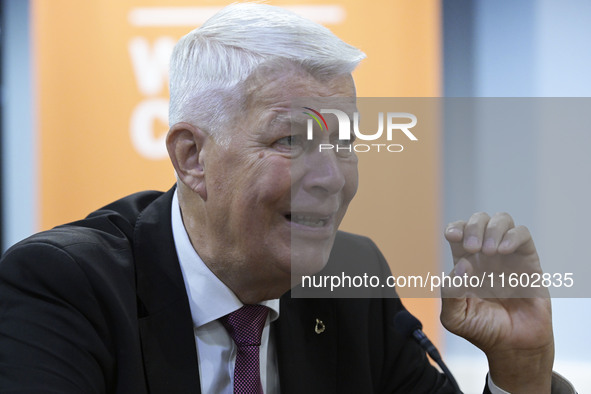 Latvia's former President Valdis Zatlers speaks about the Russia-Ukraine war during a conversation titled ''Latvia's Frontline Perspective o...