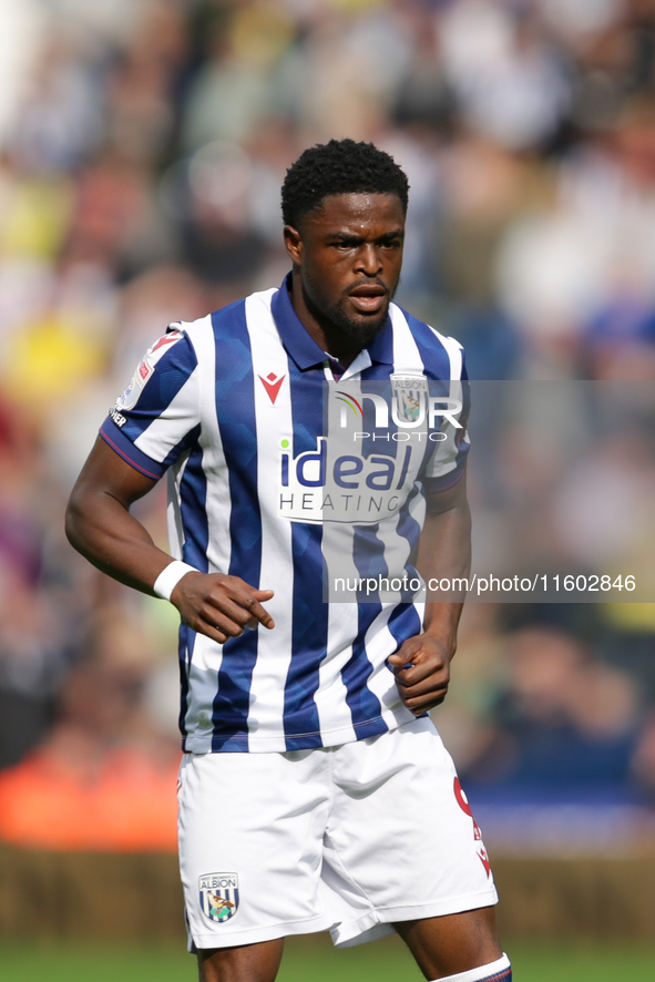 Josh Maja of West Bromwich Albion during the Sky Bet Championship match between West Bromwich Albion and Plymouth Argyle at The Hawthorns in...