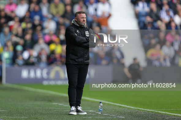 Wayne Rooney, manager of Plymouth Argyle, during the Sky Bet Championship match between West Bromwich Albion and Plymouth Argyle at The Hawt...