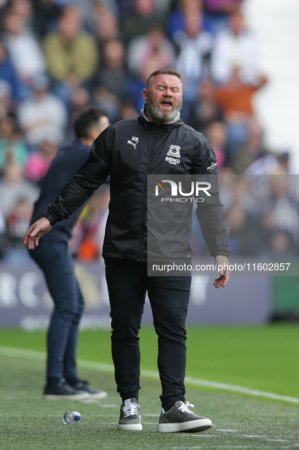 Wayne Rooney, manager of Plymouth Argyle, during the Sky Bet Championship match between West Bromwich Albion and Plymouth Argyle at The Hawt...