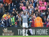 Josh Maja of West Bromwich Albion celebrates after scoring their first goal during the Sky Bet Championship match between West Bromwich Albi...