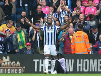 Josh Maja of West Bromwich Albion celebrates after scoring their first goal during the Sky Bet Championship match between West Bromwich Albi...