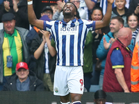 Josh Maja of West Bromwich Albion celebrates after scoring their first goal during the Sky Bet Championship match between West Bromwich Albi...