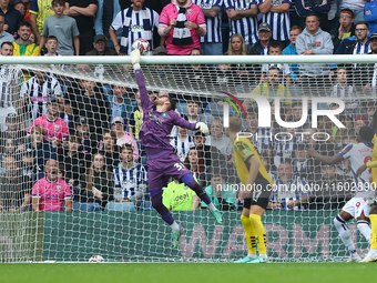 Daniel Grimshaw, goalkeeper of Plymouth Argyle, is in action during the Sky Bet Championship match between West Bromwich Albion and Plymouth...