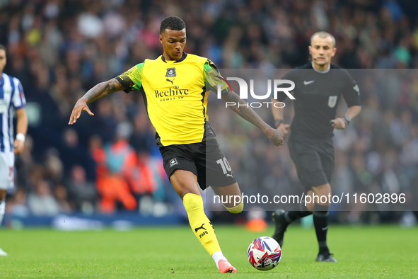 Morgan Whittaker of Plymouth Argyle is in action during the Sky Bet Championship match between West Bromwich Albion and Plymouth Argyle at T...