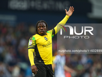 Michael Obafemi of Plymouth Argyle during the Sky Bet Championship match between West Bromwich Albion and Plymouth Argyle at The Hawthorns i...