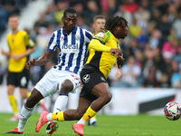 Michael Obafemi of Plymouth Argyle is in action with Ousmane Diakite of West Bromwich during the Sky Bet Championship match between West Bro...