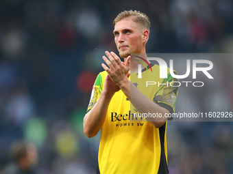 Kornel Szucs of Plymouth Argyle applauds their fans after the Sky Bet Championship match between West Bromwich Albion and Plymouth Argyle at...