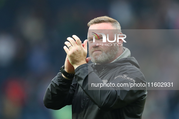 Wayne Rooney applauds the Plymouth Argyle fans after the Sky Bet Championship match between West Bromwich Albion and Plymouth Argyle at The...