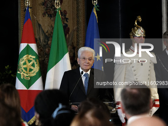 Sergio Mattarella attends the return ceremony of the Flag of the Italian athletes returning from the Paris 2024 Olympic and Paralympic Games...