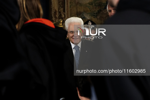 Sergio Mattarella attends the return ceremony of the Flag of the Italian athletes returning from the Paris 2024 Olympic and Paralympic Games...